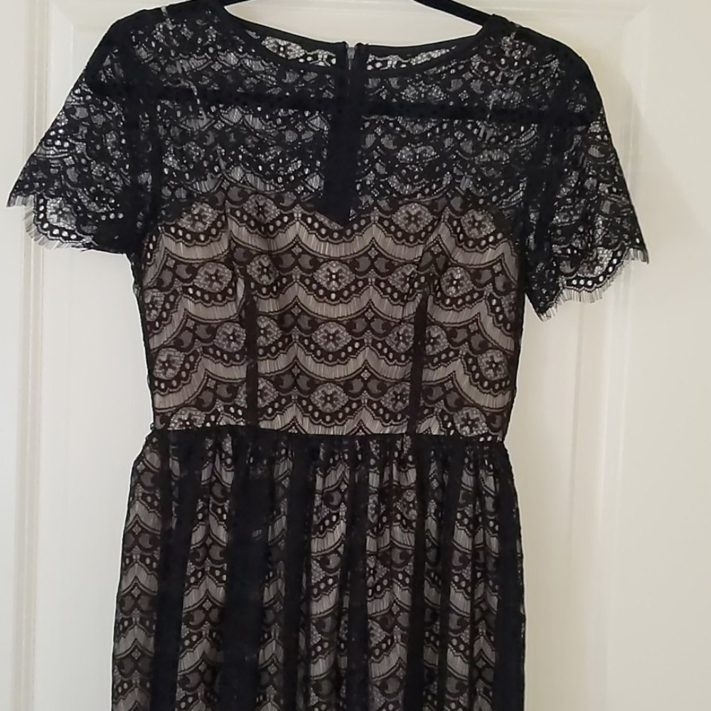 Beautiful tan and black lace dress